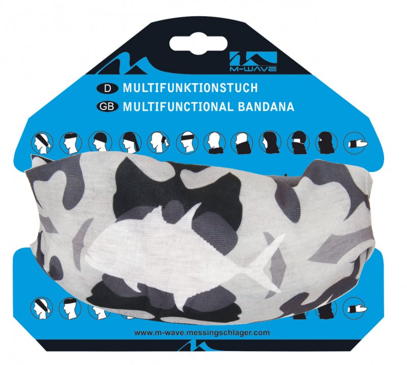 Купить Бандана M-WAVE Camouflage с микрофиброй черно-серо-белая